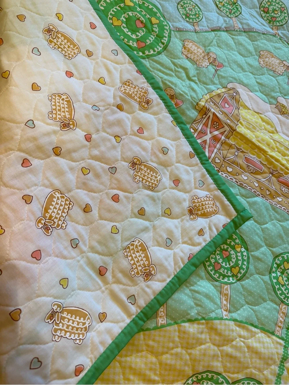 Vintage Thats Our Baby Farm Trees Sheep Sun Baby Blanket Quilt